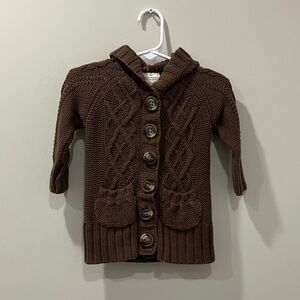 Old Navy Chocolate Brown Kids Cable Knit Hooded Sweater 6-12 Months
